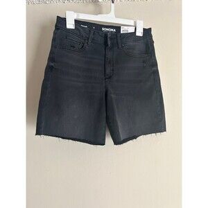 Sonoma Women's Black High Rise Denim Bermuda Shorts Size 8
